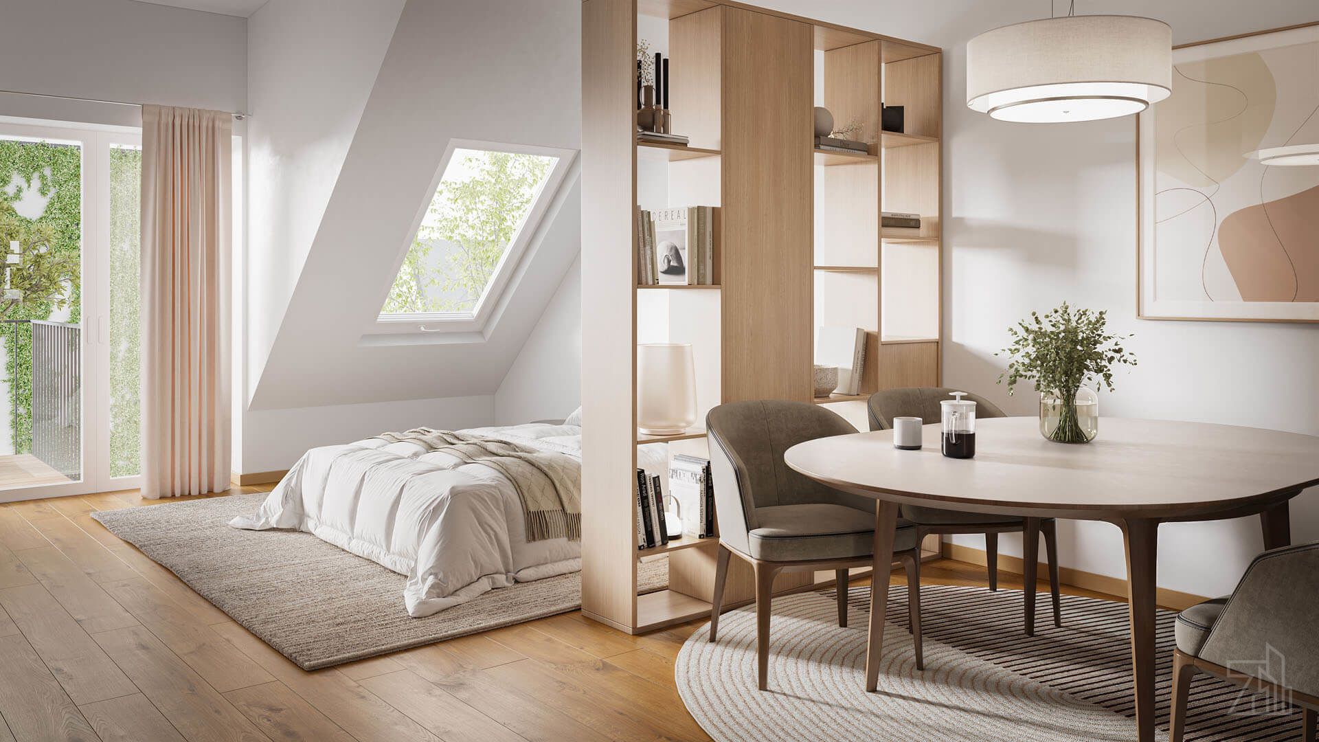 Helle Dachgeschoßwohnung mit Terrasse & Grünblick | 2 Zimmer | ERSTBEZUG