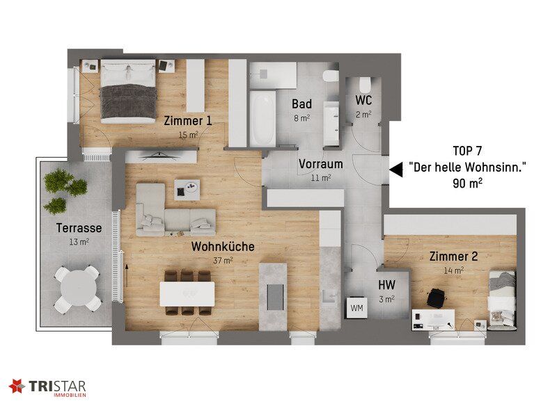 Moderne 3-Zimmer-Wohnung mit Terrasse in 1220 Wien - Erstbezug für 749.900 €! U-Bahn 130 Meter entfernt!!!!!