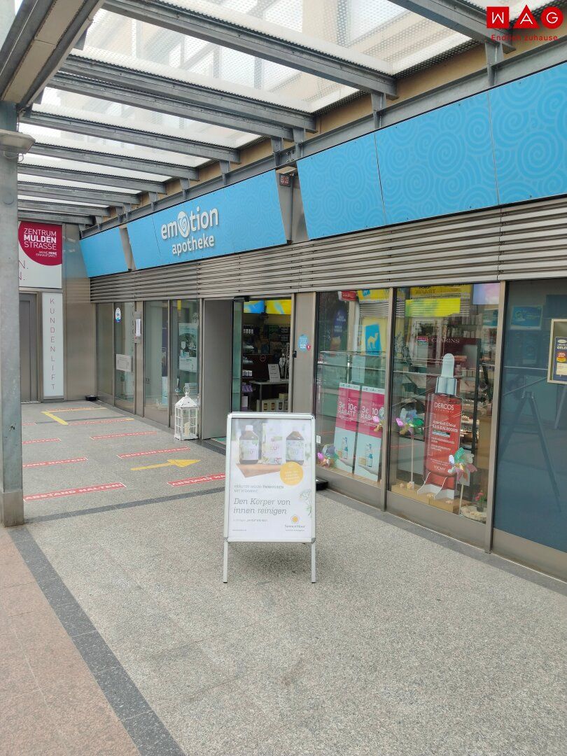 Vielseitig nutzbare 226 m² Geschäfts-/Ordinationsfläche im florierenden Einkaufs-/Vitalzentrum Muldenstraße mieten und von der hohen Kundenfrequenz profitieren! Provisionsfrei!