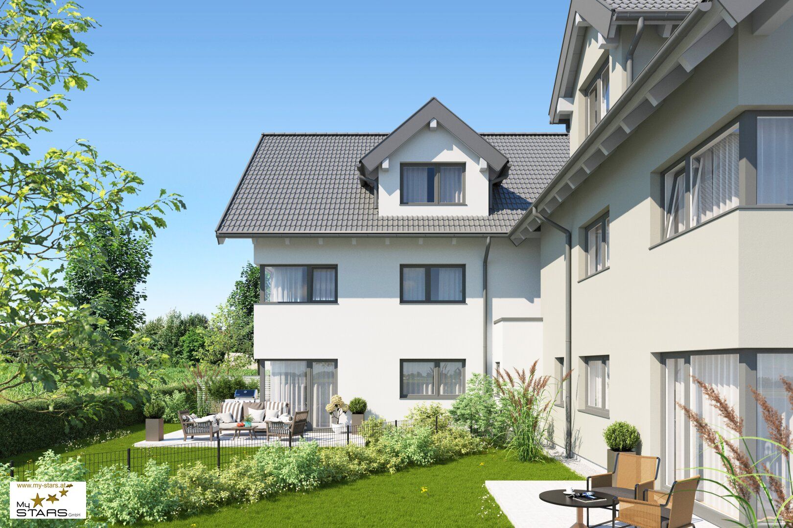 Doppelhaushälften in Lamprechtshausen: Erstbezug mit 5 Zimmern, Garten & Terrassen für 649.000 € - belagsfertig!