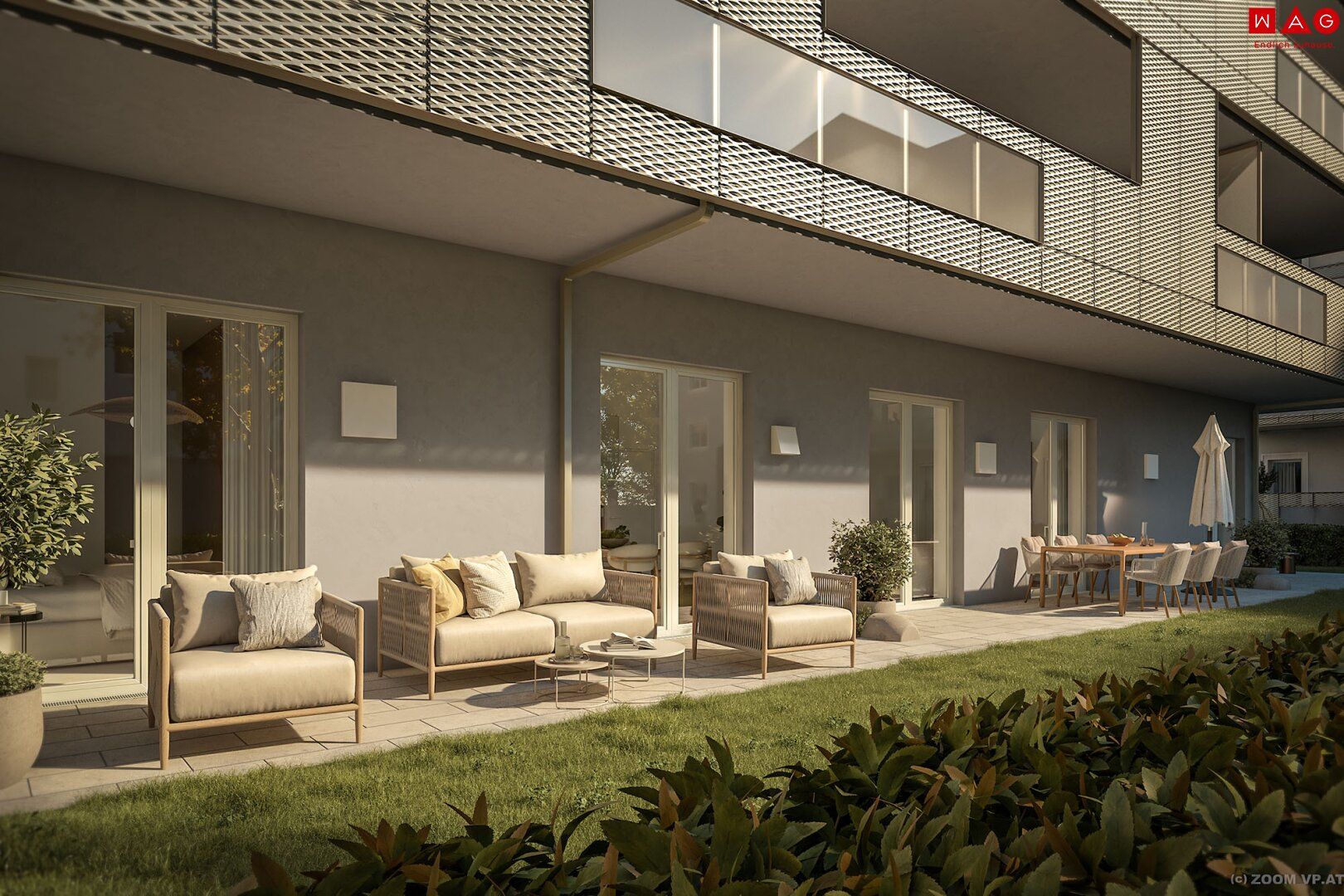 Mit modernster Technik ausgestattete Familienwohnung mit 122 m² Eigengarten + 59 m² Terrasse