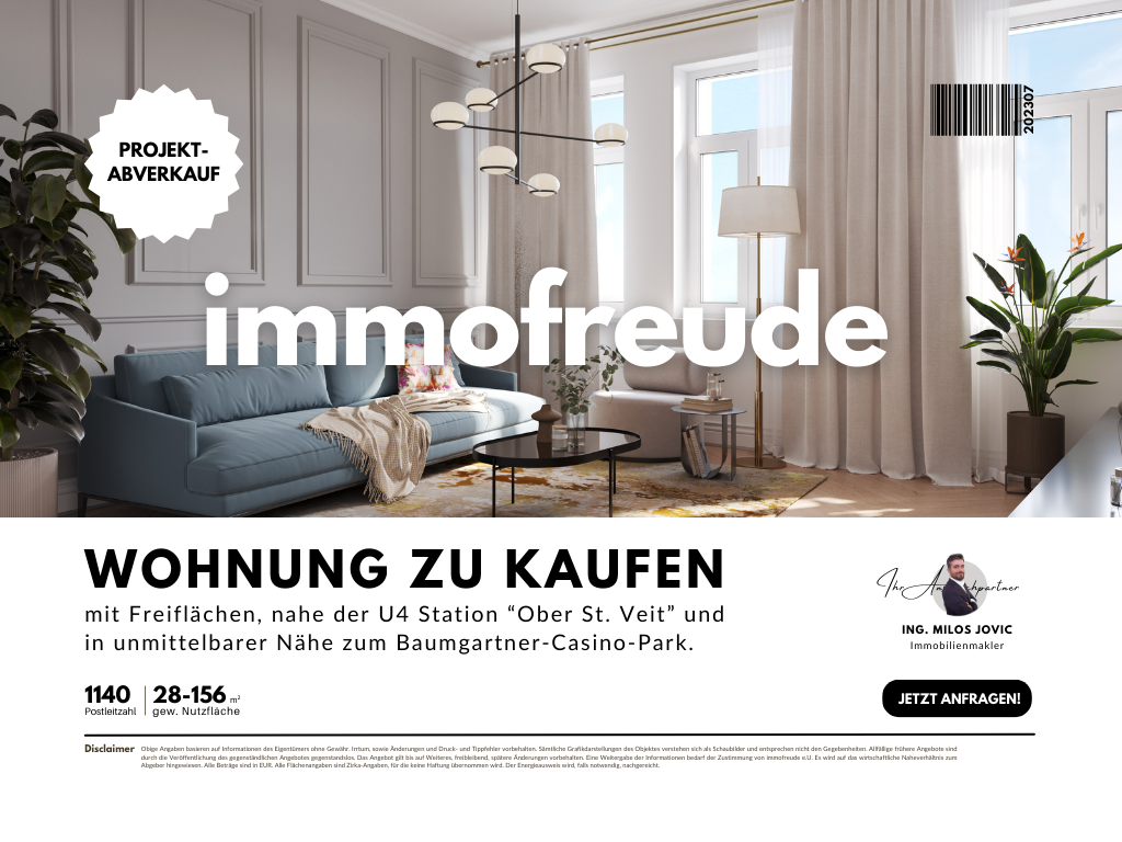 generalsanierte 4 Zi - Altbauwohnung mit Garten & Balkon, in 1140 | U4 Ober St. Veit