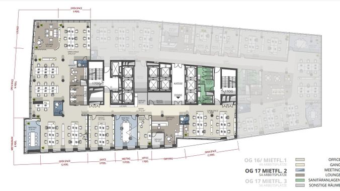 IZD Tower 17.OG bezugsfertig 54 Arbeitsplätze