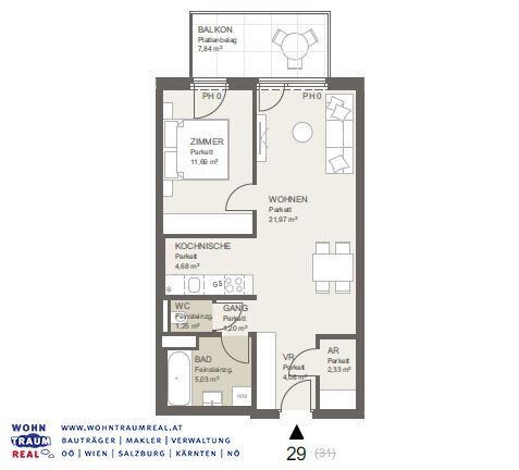 moderne 2-Zimmer-Wohnung mit großem Balkon - ERSTBEZUG