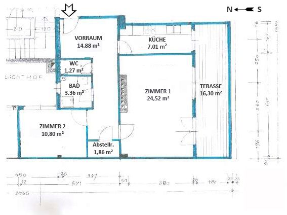Helle, ruhige Wohnung mit Südterrasse, Nähe Sonnwendviertel