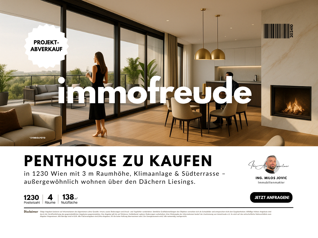 4 Zi-Neubau- Etagen-PENTHOUSE mit 3m Raumhöhe, Klimaanlage, Kamin,Süd-Dachterrasse