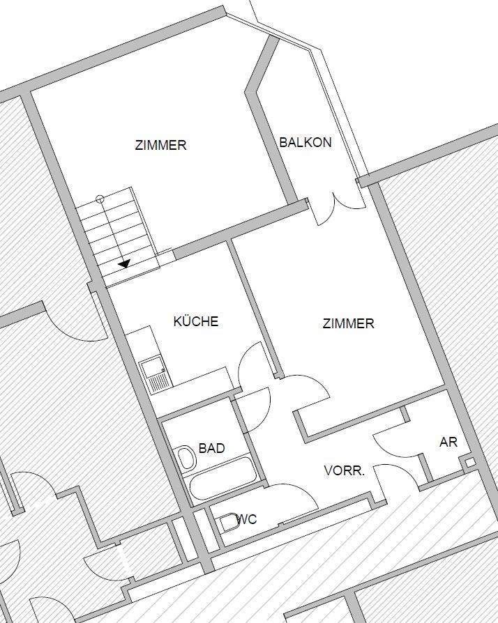 Zentrale, ruhig gelegene 2-Zimmer-Mietwohnung mit Balkon - 8010 Graz