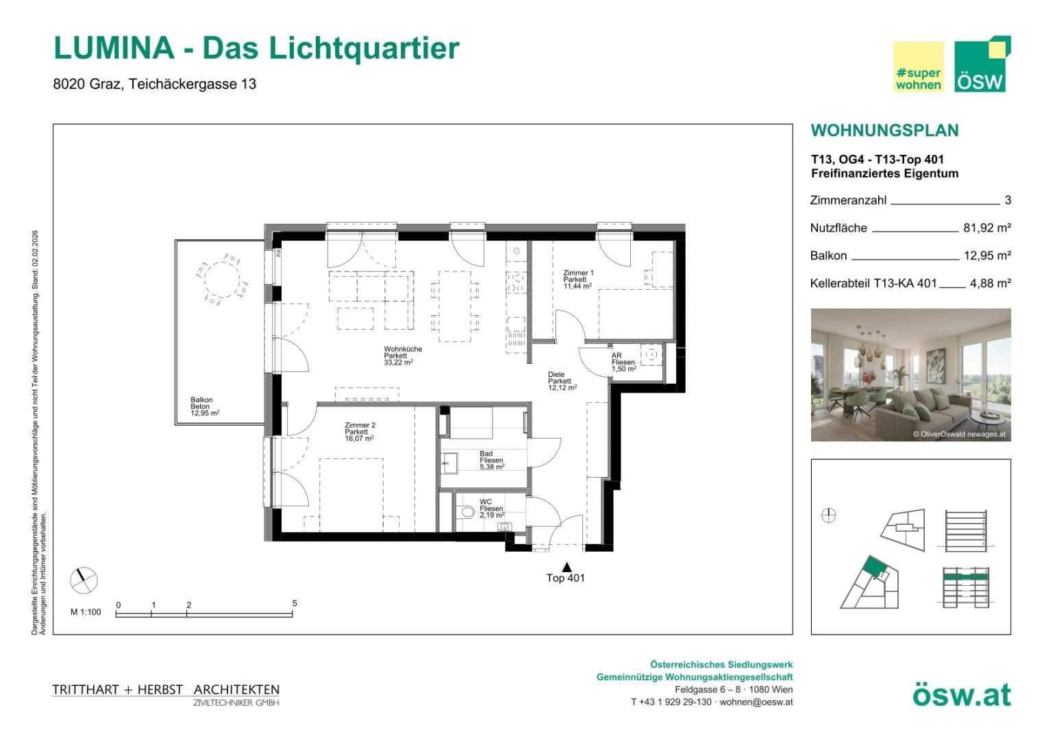 Wohnung – Graz, Reininghaus - Quartier 5 - Parkquartier, Eggenberg - Ansicht 2