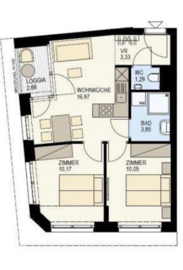 TOLL GESCHNITTENE UND HELLE 3-ZIMMERWOHNUNG MIT LOGGIA