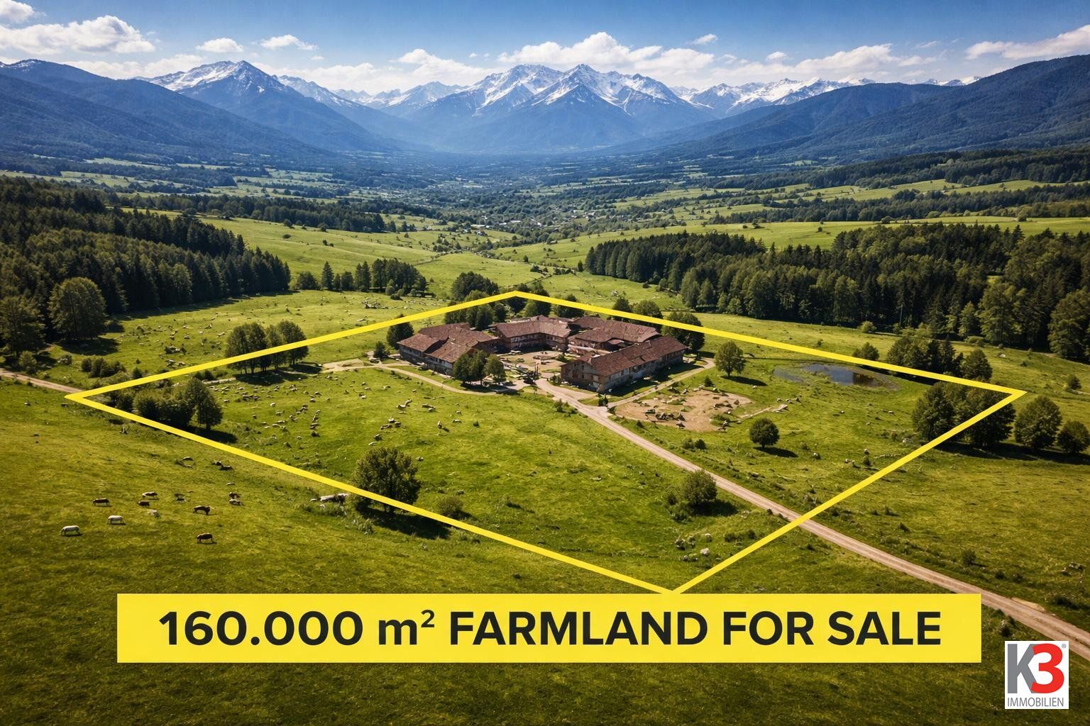 K3 - Nähe Bad Füssing - alter 4 - Seitenhof - ca. 160.000m² ebene landwirtschaftliche Fläche - perfekt für PFERDEZUCHT - HALTUNG!!!! PANORAMALAGE - arrondiert!