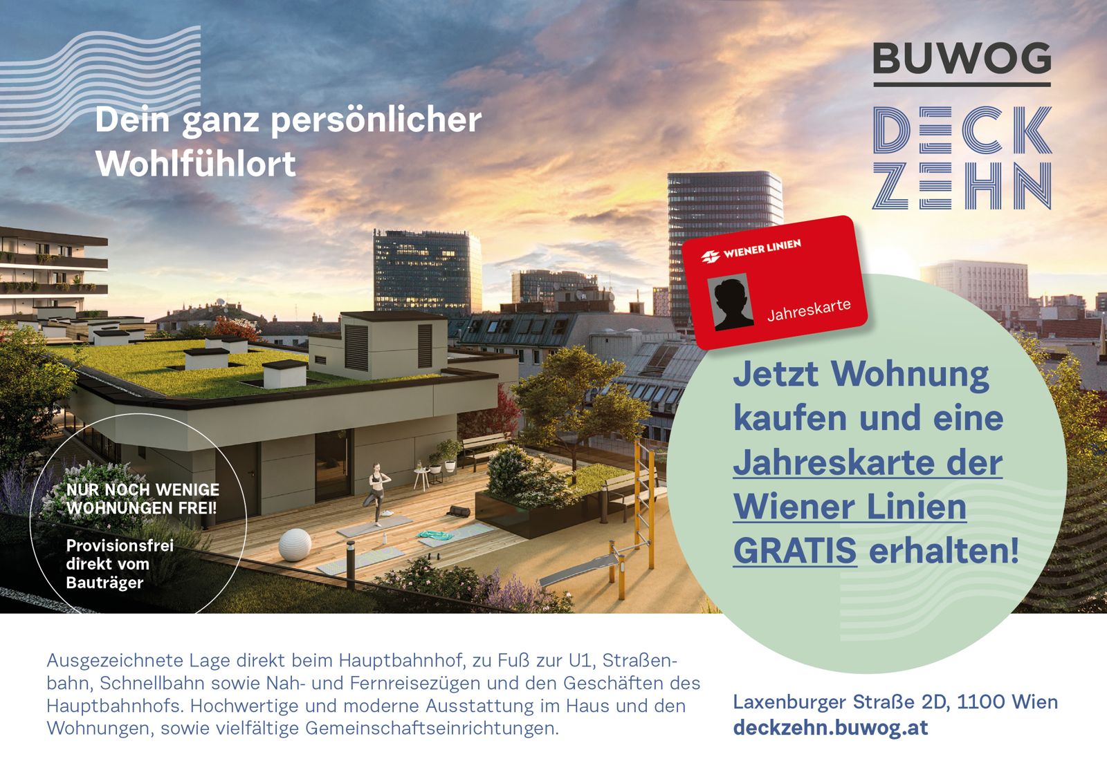 2 Zimmer Neubau-Erstbezug beim Hauptbahnhof Wien inkl. gratis Jahreskarte der Wiener Linien