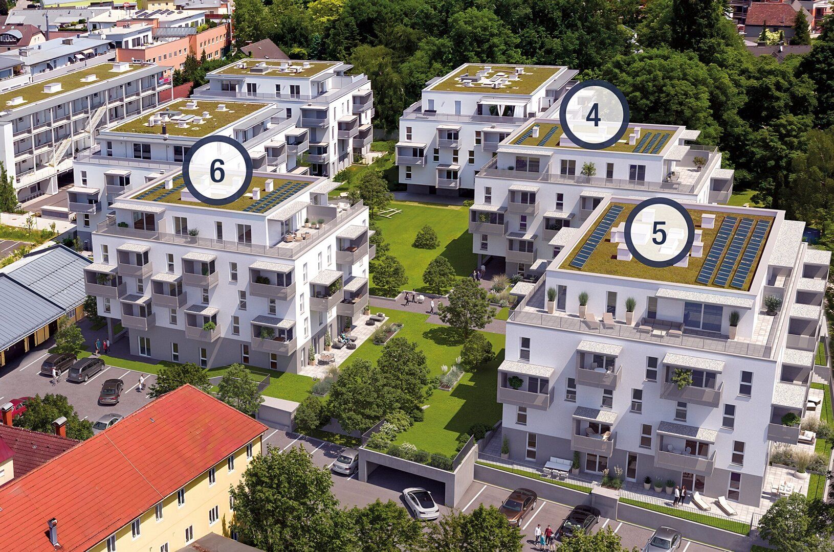 Penthouse im Zentrum: Neubau mit nachhaltiger Kühlung im Graumann-Park