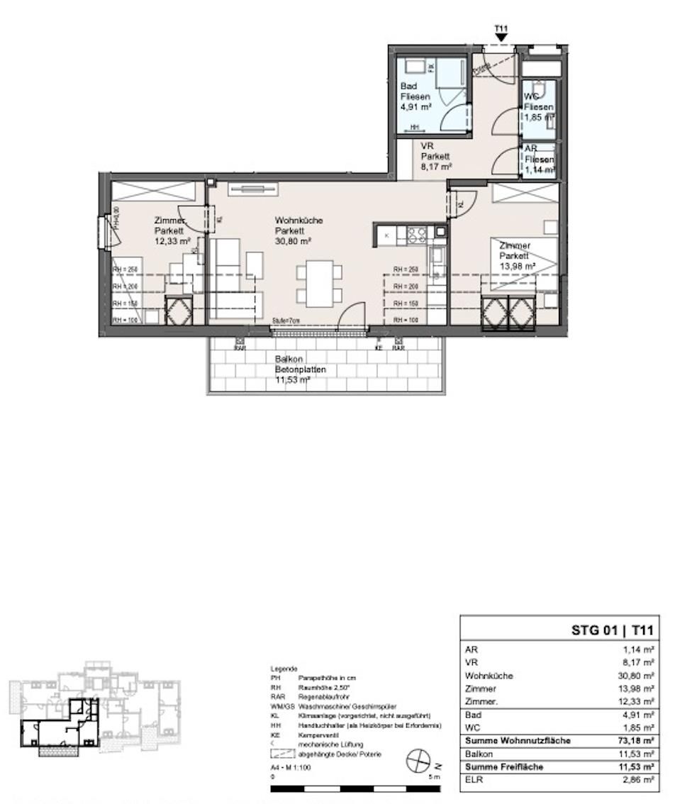Piso de 2 habitaciones, 73 m²