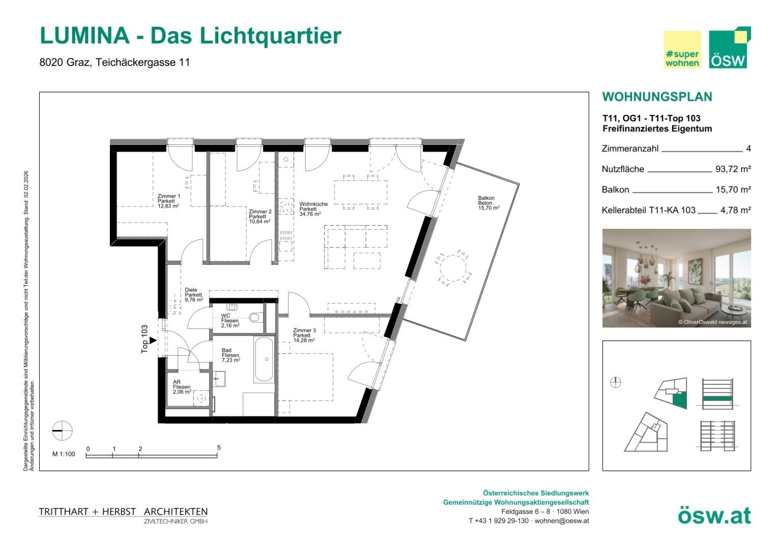 Wohnung – Graz, Reininghaus - Quartier 5 - Parkquartier, Eggenberg - Ansicht 2