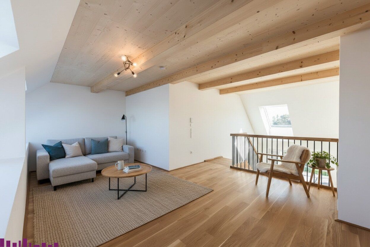 Moderne 3-Zimmer-DG-Wohnung mit Balkon, Fußbodenheizung & Galerie in Unterlaa!