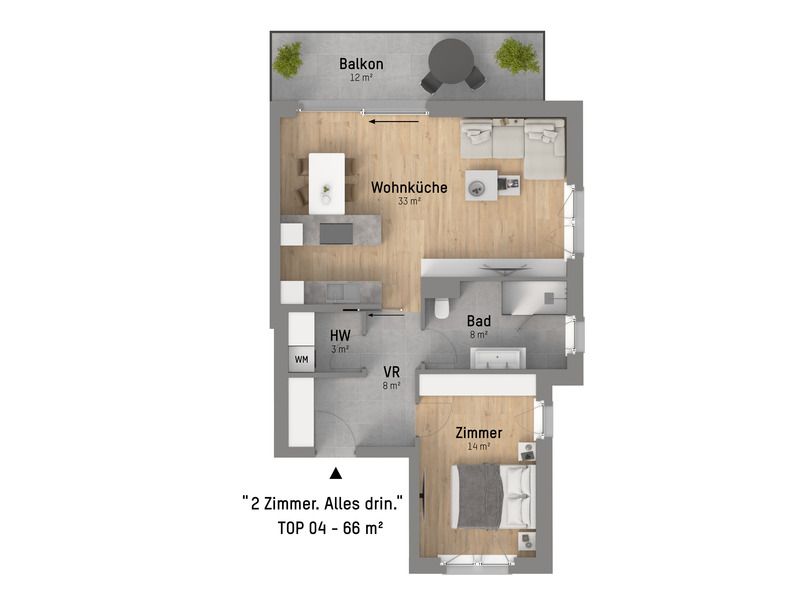 2-Zimmer-Pärchentraum auf 65 m² inkl. Terrasse. Top Lage nahe Donau Zentrum - Deckenkühlung inklusive