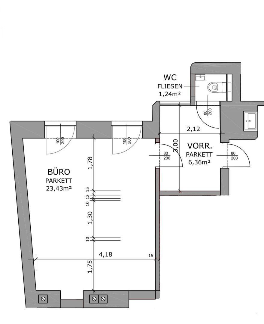 Hochwertige Raum-/Büroeinheit mit Küche und WC ab 1 Tag, auch SA/SO - Mehr