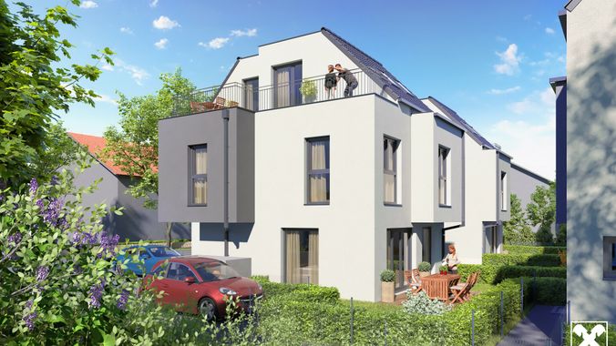 Gartenansicht Reihenhäuser
