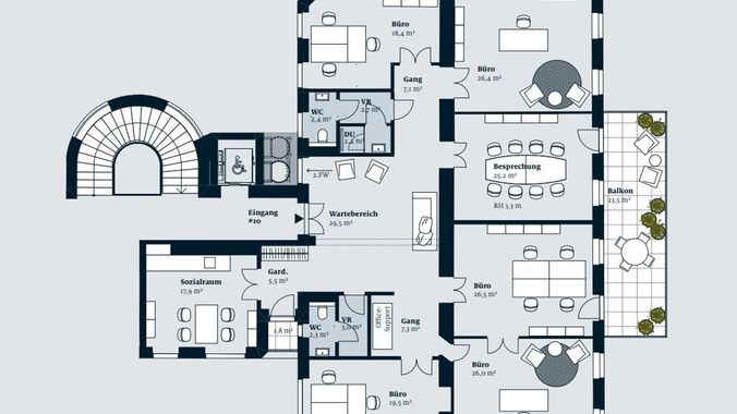 1080 Wien, Lange Gasse 50 Grundriss ca. 222 m² zzgl. 25 m² Balkon