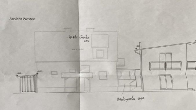 Plan Außenansicht Westen Bestand+Zubau