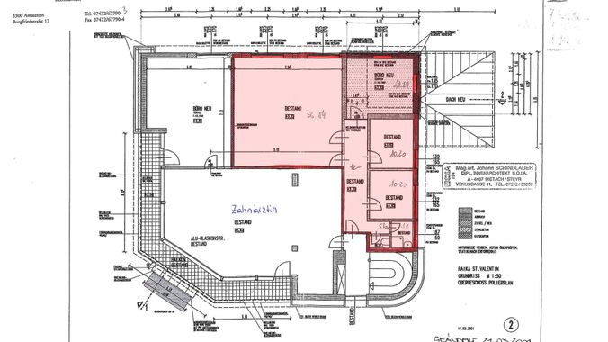 Plan Bürofläche (rot umrandet)