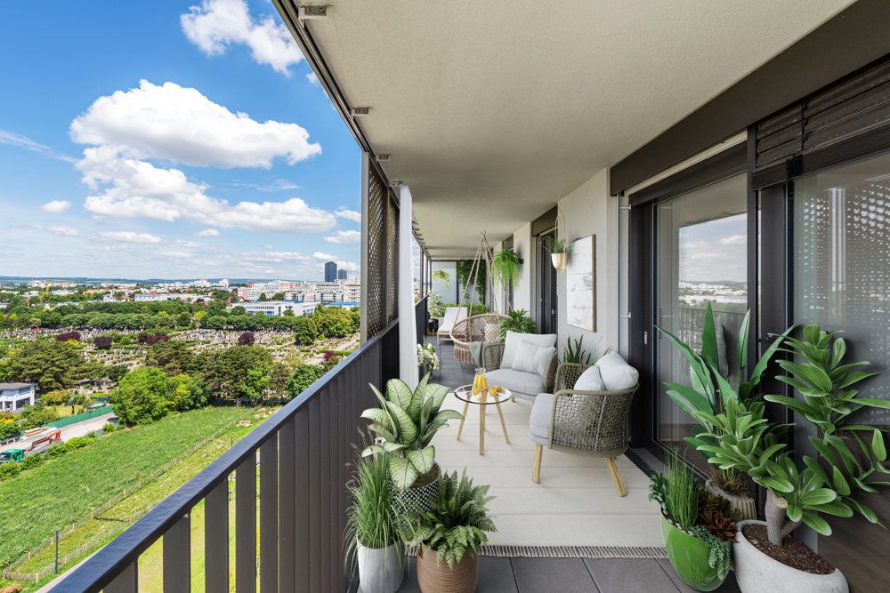 Panorama Living - Südwest-Balkon mit Parkblick im Dachgeschoß - Top 03-107