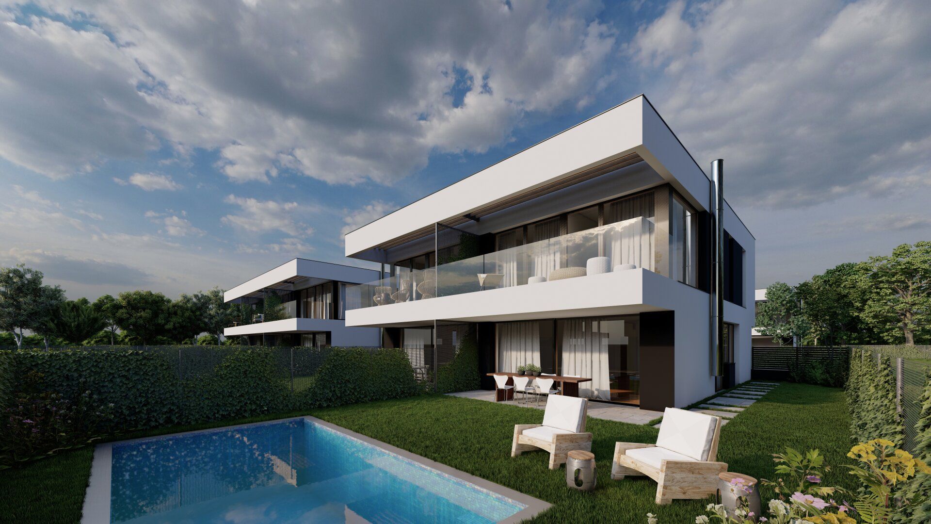 Wohnen mit Grünblick - Moderne Doppelhaushälfte mit Balkon und Poolmöglichkeit