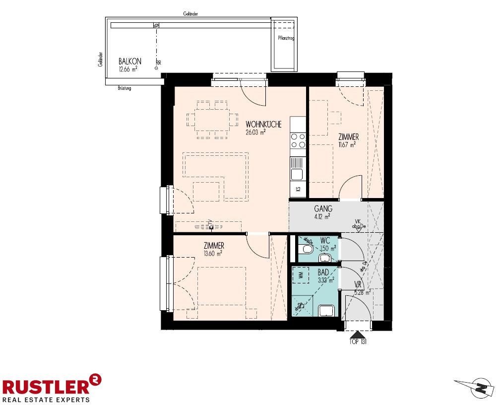 Geräumige 3-Zimmerwohnung mit Balkon und bestem Ausblick!