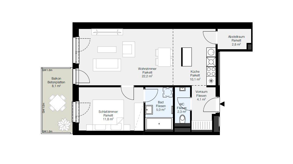 Erstbezug! Helle 2-Zimmer-Wohnung mit Balkon zu vermieten!