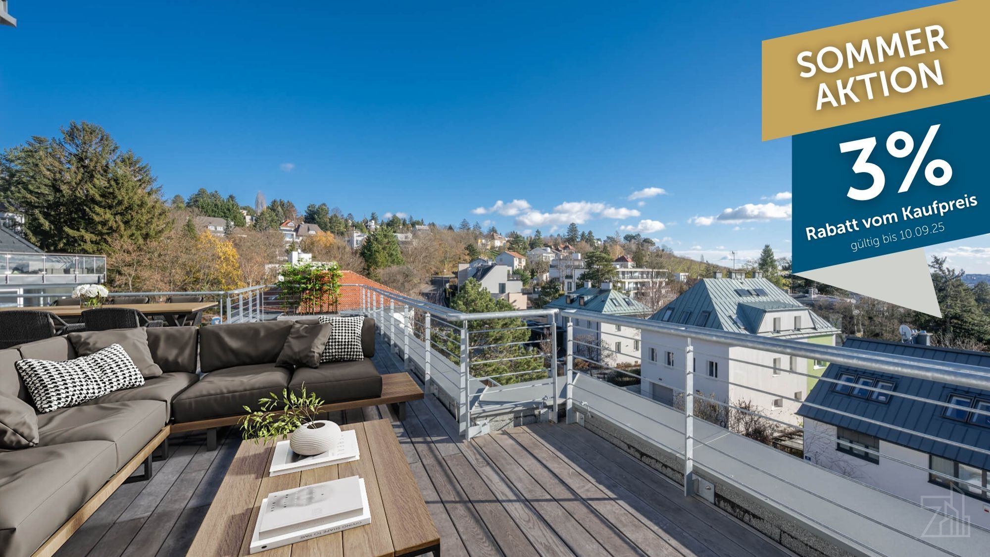 Dachterrassentraum im Grünen mit Blick über Wien| 4 Zimmer mit großzügigen Außenflächen