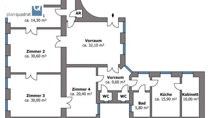 Grundriss-Skizze der Wohnung