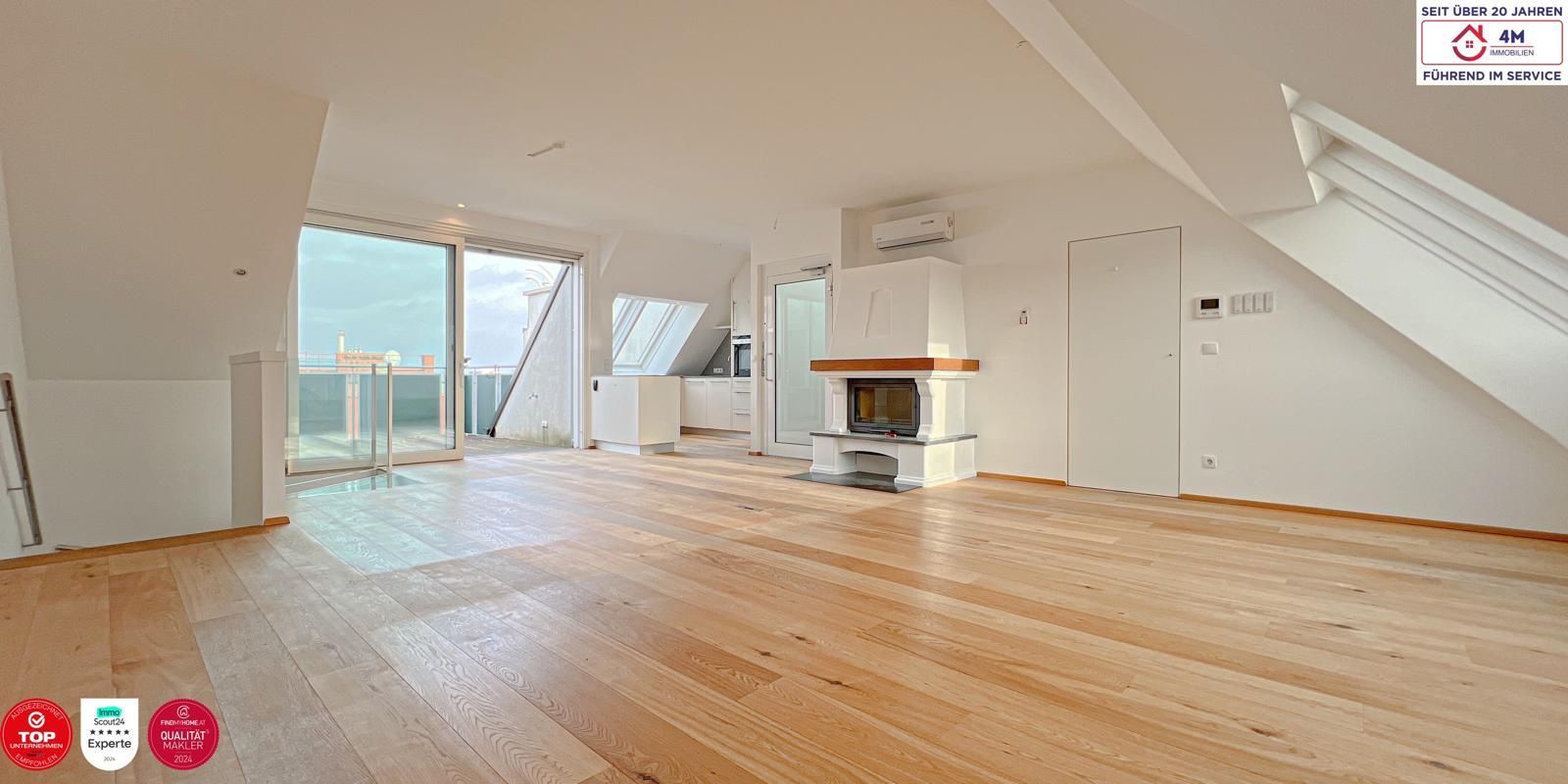 Exklusives Wohnen mit traumhaftem Ausblick! Penthouse-Maisonette mit 2 Terrassen und eigenem Lift in der Wohnung nahe Schönbrunn