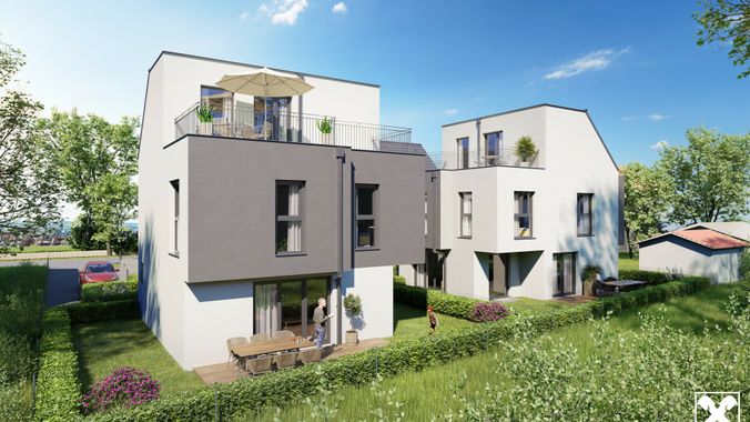 Gartenansicht Einfamilienhäuser