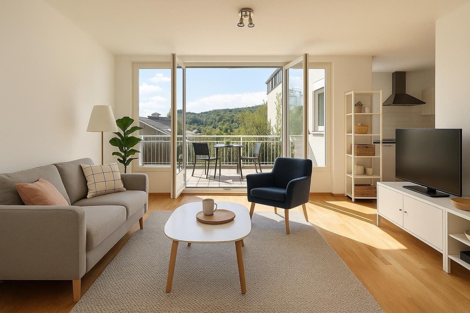 360° TOUR // MÖBLIERTE LUXUS-DACHTERRASSEN-WOHNUNG mit FERNBLICK // FURNISHED LUXURIOUS TERRACE APARTMENT with DISTANT VIEWS