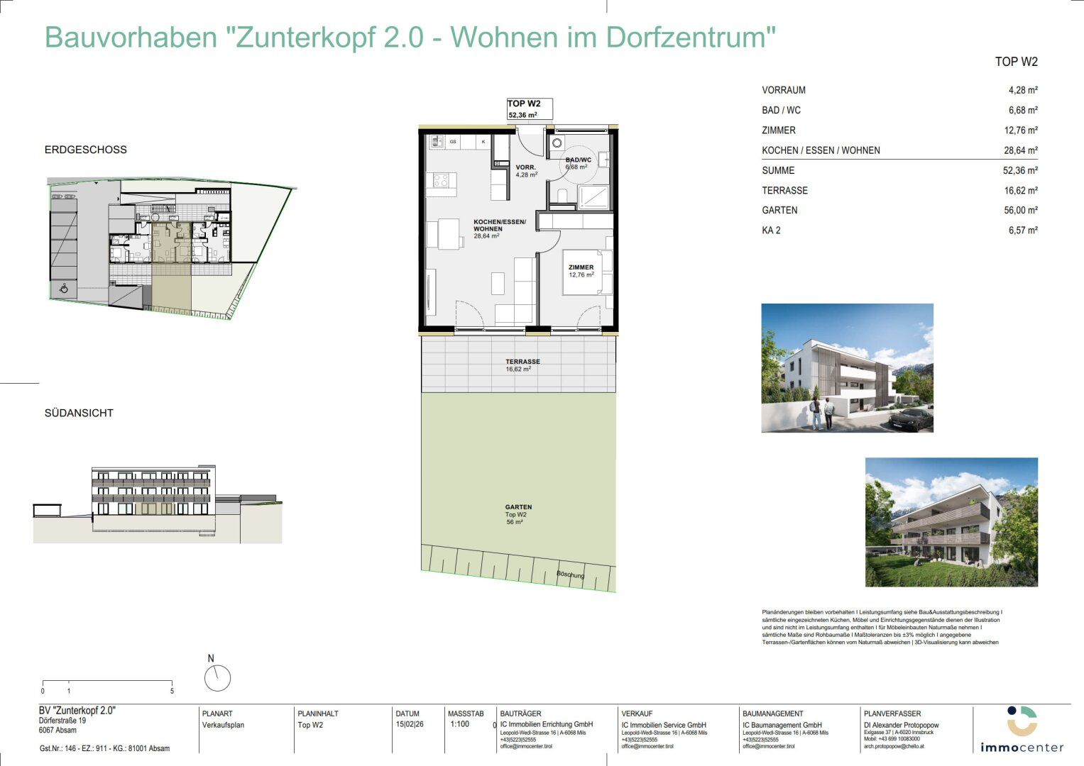 2-Zimmer-Wohnung Top W2, "Zunterkopf 2.0", 6067 Absam - Prikaz 2