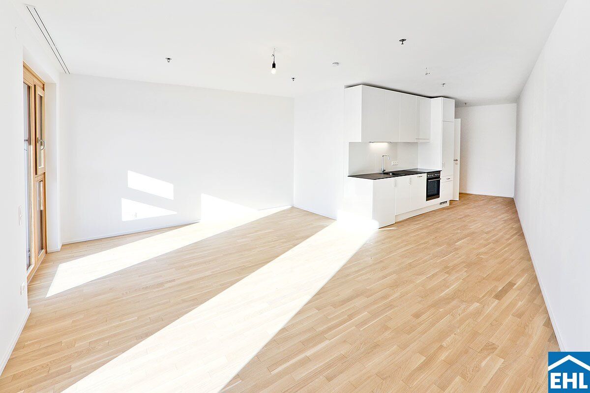 Sonnwendviertel: 1-Zimmer-Wohnung mit Balkon im 17. OG - Fitnessraum, Co-Working & Rooftop-Terrasse inklusive!