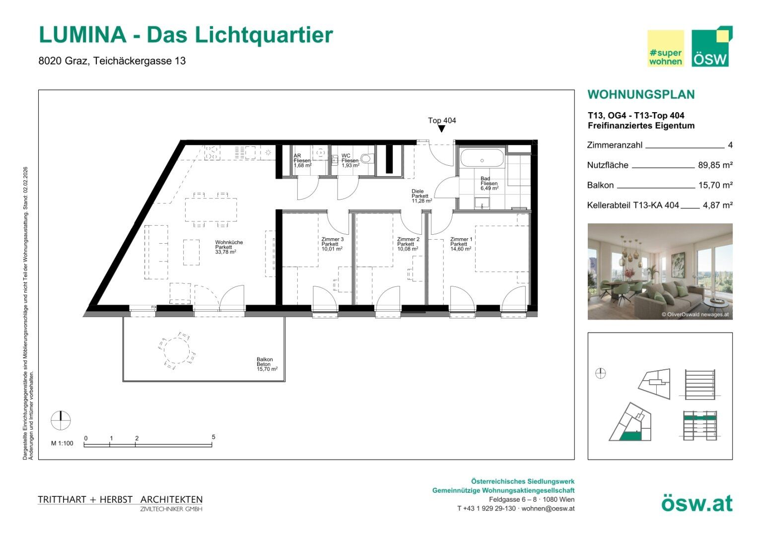 Wohnung – Graz, Reininghaus - Quartier 5 - Parkquartier, Eggenberg - Ansicht 2