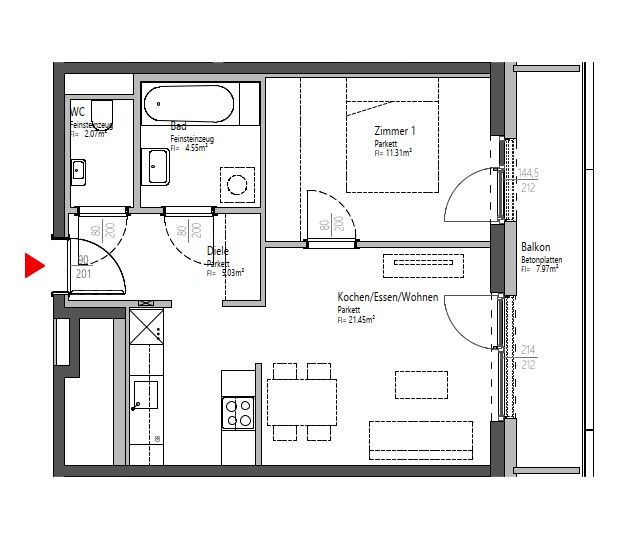 2-Zimmerwohnung mit Balkon - zur Miete - in 8020 Graz