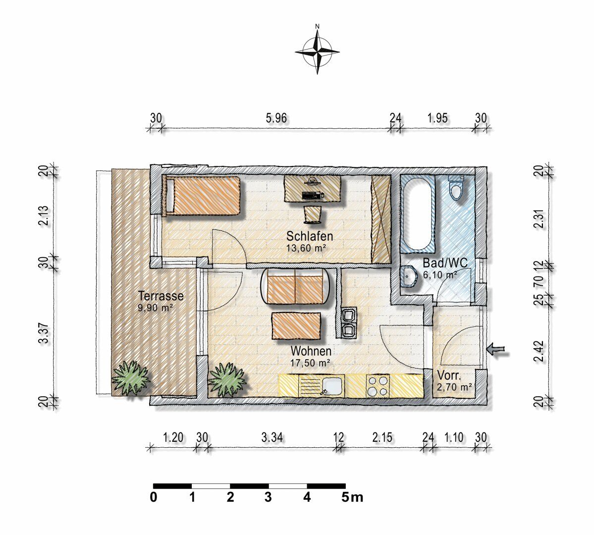2. Zimmer Singlewohnung mit Balkon - ab 1.Oktober - in Franking