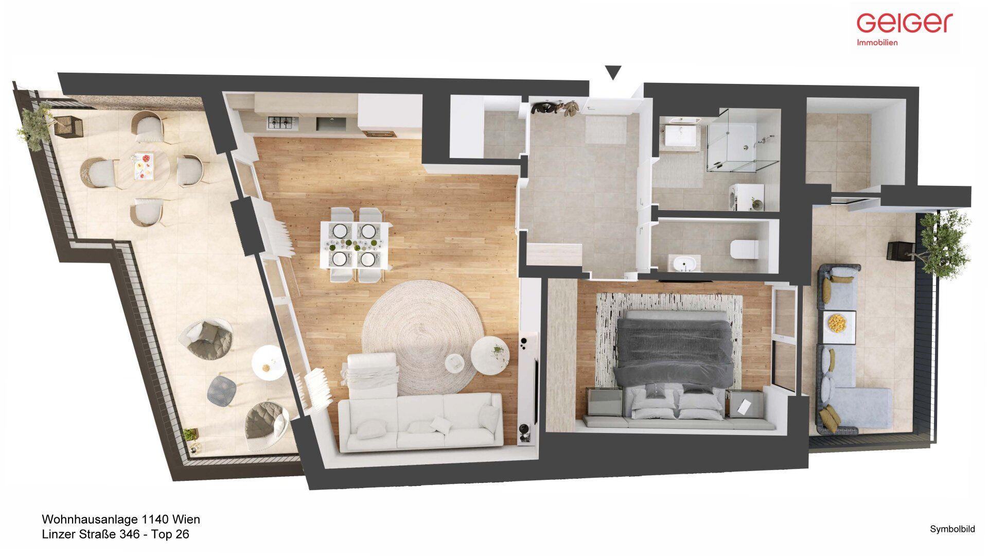 Große 2 Zimmerwohnung mit 2 Terrassen im 14. Bezirk - Top 26