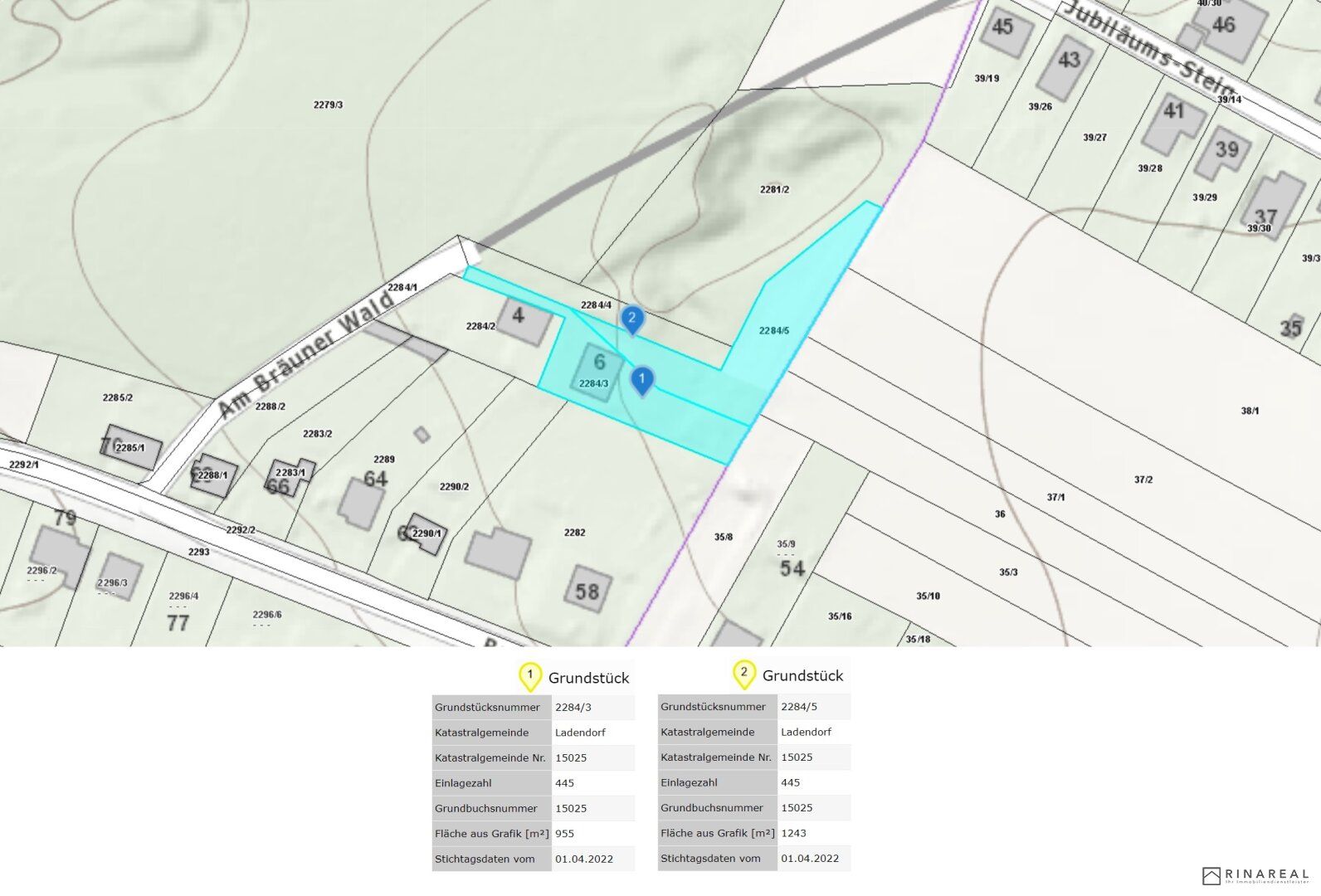Baugrundstück - Am Bräuner Wald | 2125 Neubau (Bauplatz 1) - Ansicht 2