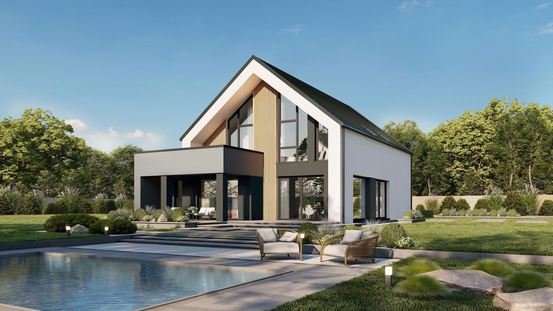 Moderne Architektur und stilvolle Details für gehobene Wohnwünsche.