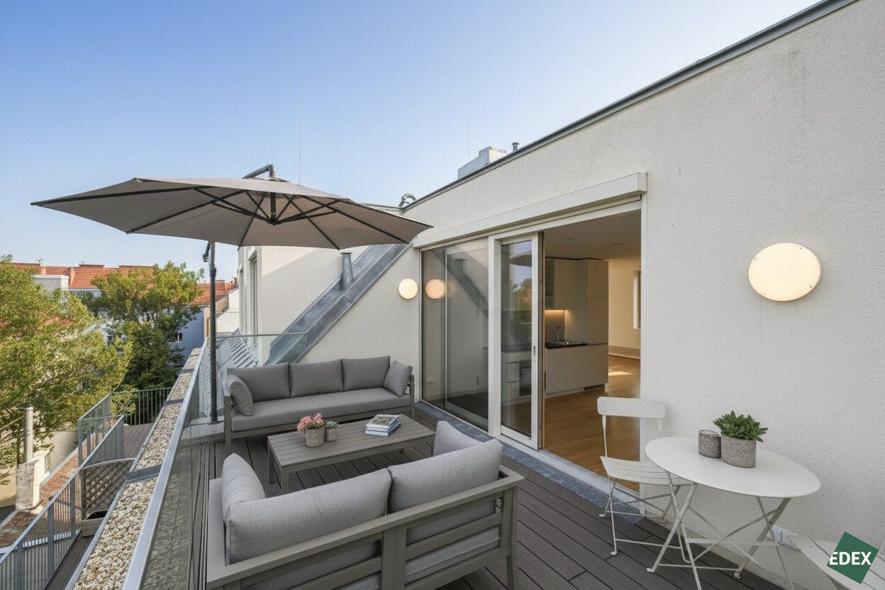 Sandleiten 64 - Anlegerwohnungen | Klimatisierte 2-Zimmer-Dachgeschosswohnung mit Terrasse in Hofruhelage