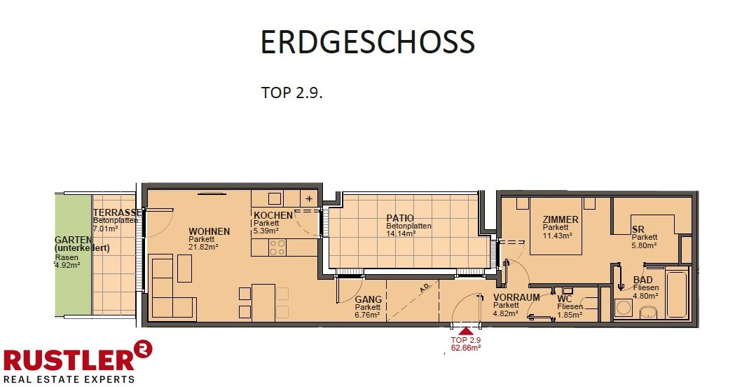 Ruhige 2 Zimmerwohnung mit Garten in 1210 zu mieten