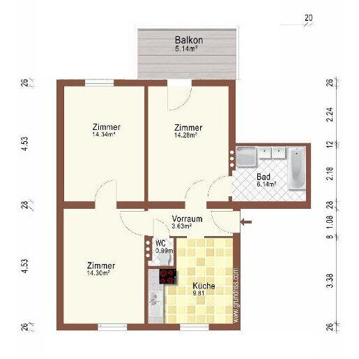 Sonnige Balkonwohnung zum selbst sanieren - provisionsfrei auf www.riedersbach.com