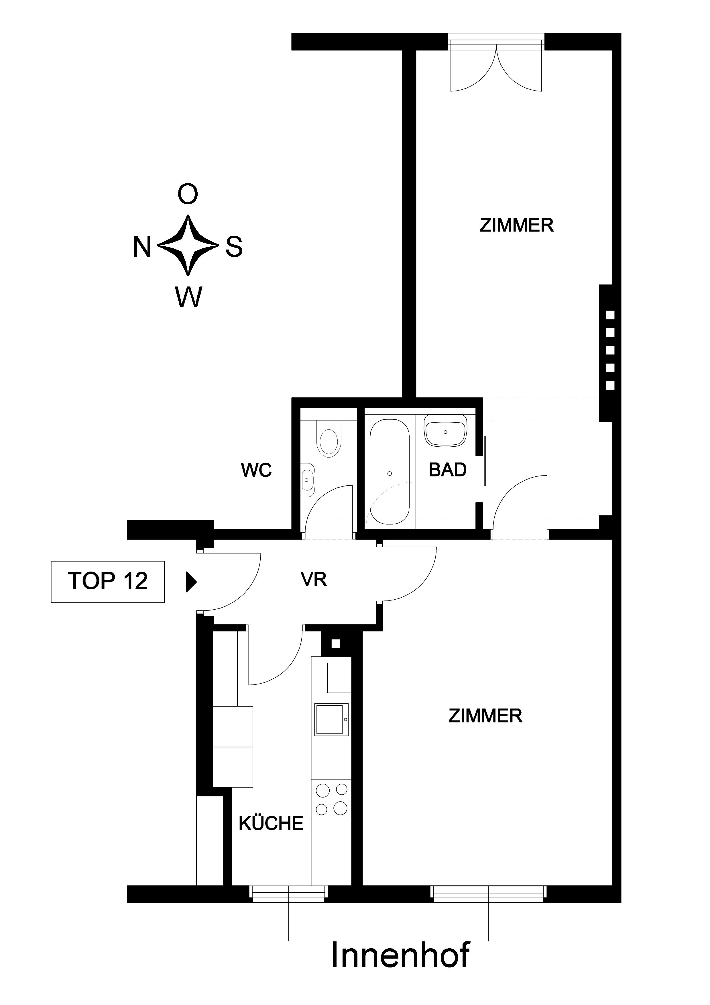 Sonnige ruhige 2 Zimmerwohnung 54 m² verkehrsgünstig gelegen