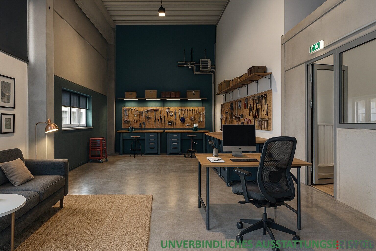 Ebenerdige Halle | modernes, repräsentatives Gelände | nutzbar als Werkstatt, Lager oder Büro | beheizt & mit Wasseranschluss