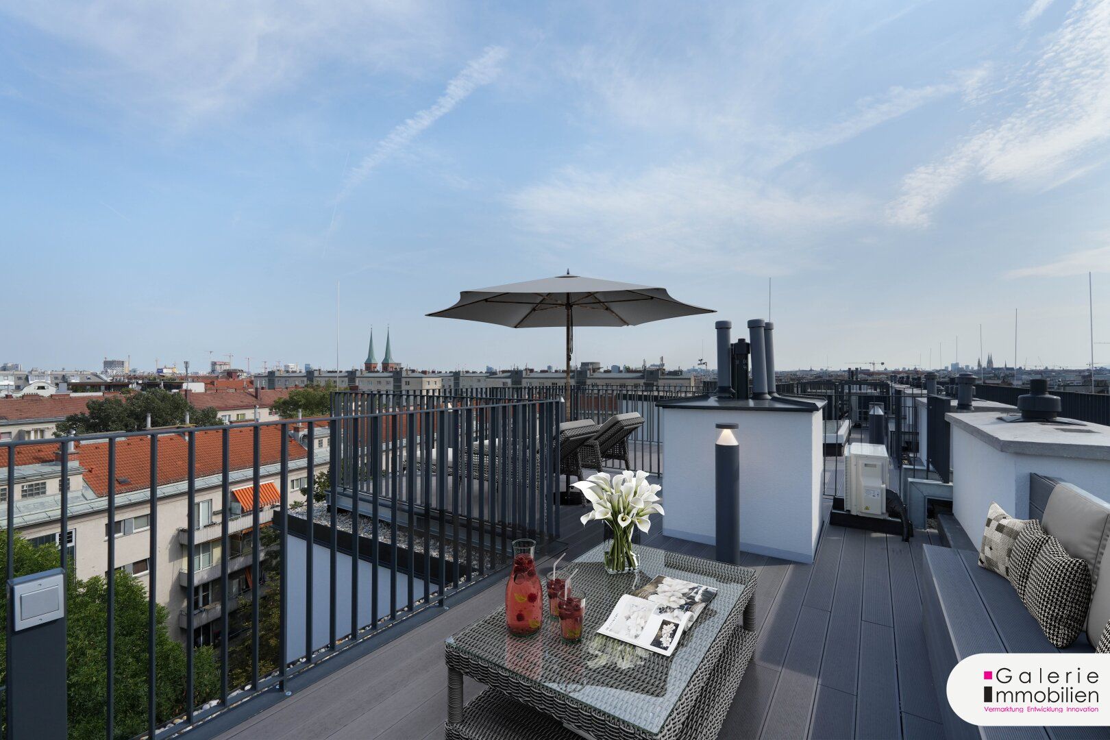 VIDEO: 360°-Ausblick auf Wien: Hochwertige 2-Zimmer-Wohnung mit Klima plus 2 private Dachterrassen!