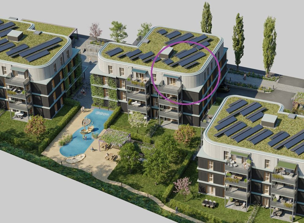 GRÜNE STADTVILLEN - GANZ OBEN! | 3 Zimmer mit Süd-Balkon | Holzbau - Umweltbewusst | Provisionsfrei!