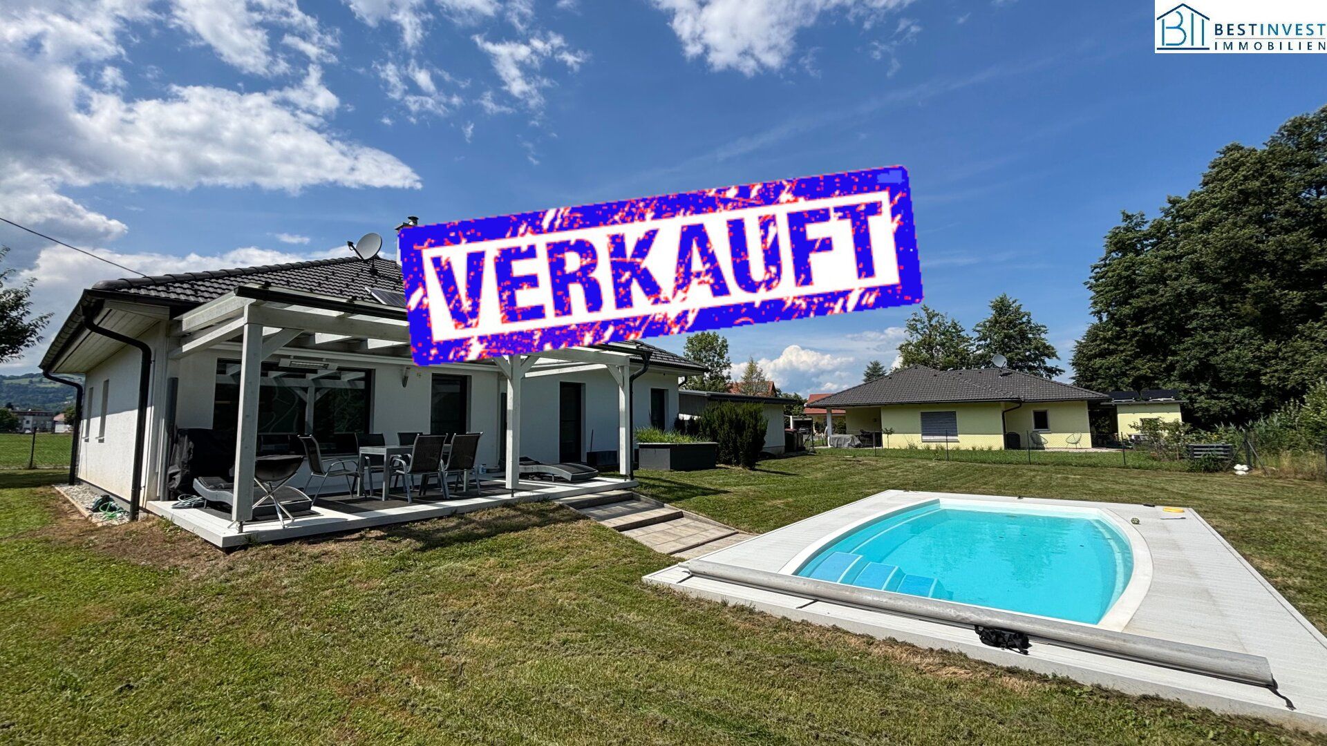 Bungalow mit Pool & Garten - Nahe Golfplatz *Videorundgang*